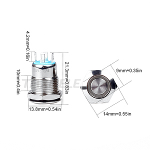 12 millimetri HA CONDOTTO LA Luce Interruttore di Pulsante del Metallo 5 Colori 4 Pin anulare Auto del segnale di alimentazione Interruttore di Pulsante di Alimentazione 3 V 6 V 12 V 24 V 220 V - Product Image 6