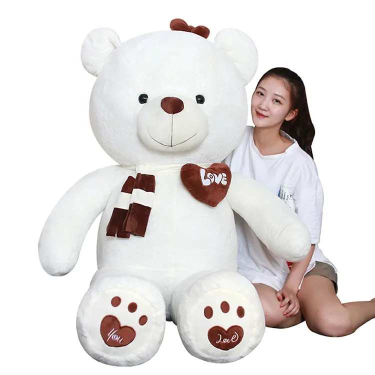 Oso de peluche gigante personalizado, con bufanda y diseño de corazón