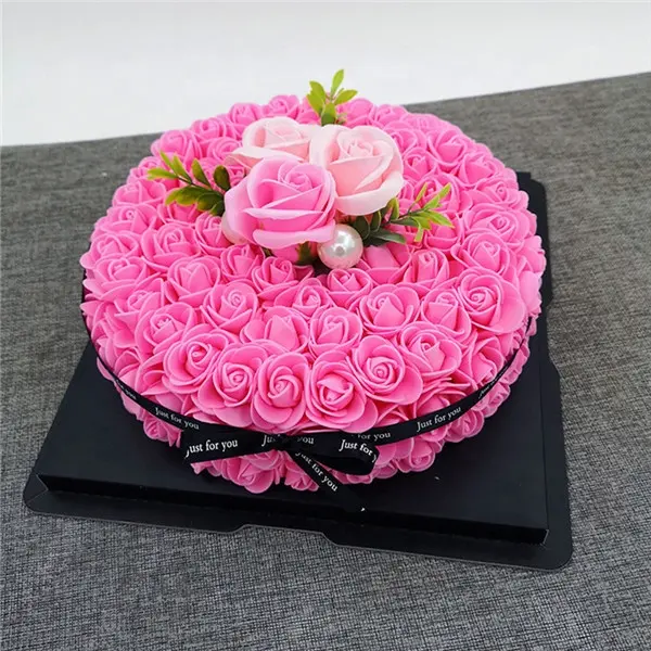 Bruiloft Decoratie Mooie Roze Zeep Rose Boeket Bloemen Custom Cake Vorm Nieuwe Valentine Gift Meisjes Kunstmatige Rose Boeket