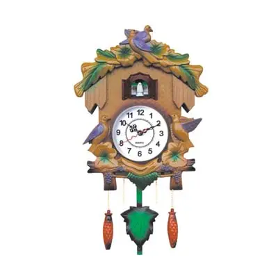 Reloj de cuco de plástico con sonidos de animales, cronógrafo de pared, analógico, con decoración de pared, con pájaro, de cuarzo, para sala de estar, un solo rostro