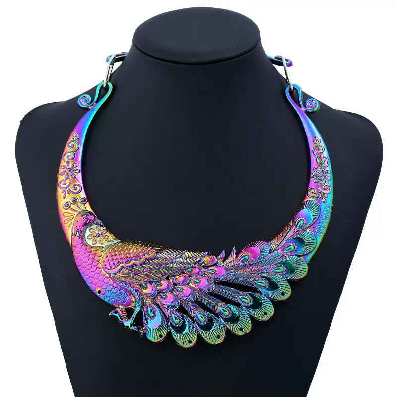 Colgante con forma de bola de dragón doble para mujer, collar de disfraz con forma de peafowl, colorido, exagerada, venta al por mayor, 2018