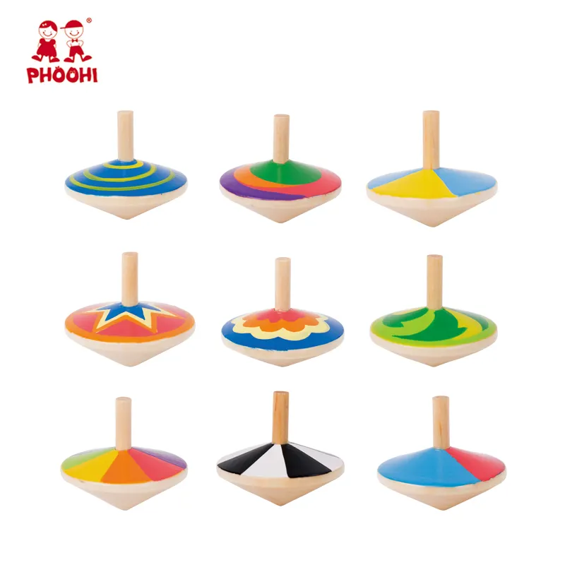 Juego de madera giratorio para niños, juguete infantil de madera con 9 estilos diferentes, 3 +