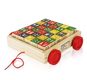 メリッサクラシック教育玩具就学前キッドゲームプル木製アルファベットブロックワゴンWPT12 - Product Image 1