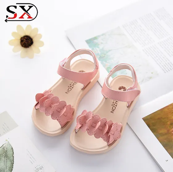 Sandalias planas de princesa con diseño de flores para niños y niñas, novedad, verano 2018