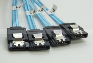 Blue Internal HD Mini SAS SFF 8643 Host <span class=keywords><strong>4X</strong></span> SATA 7Pin เป้าหมายไปข้างหน้า Fanout <span class=keywords><strong>CABLE</strong></span> สำหรับฮาร์ดไดรฟ์ CONTROLLER