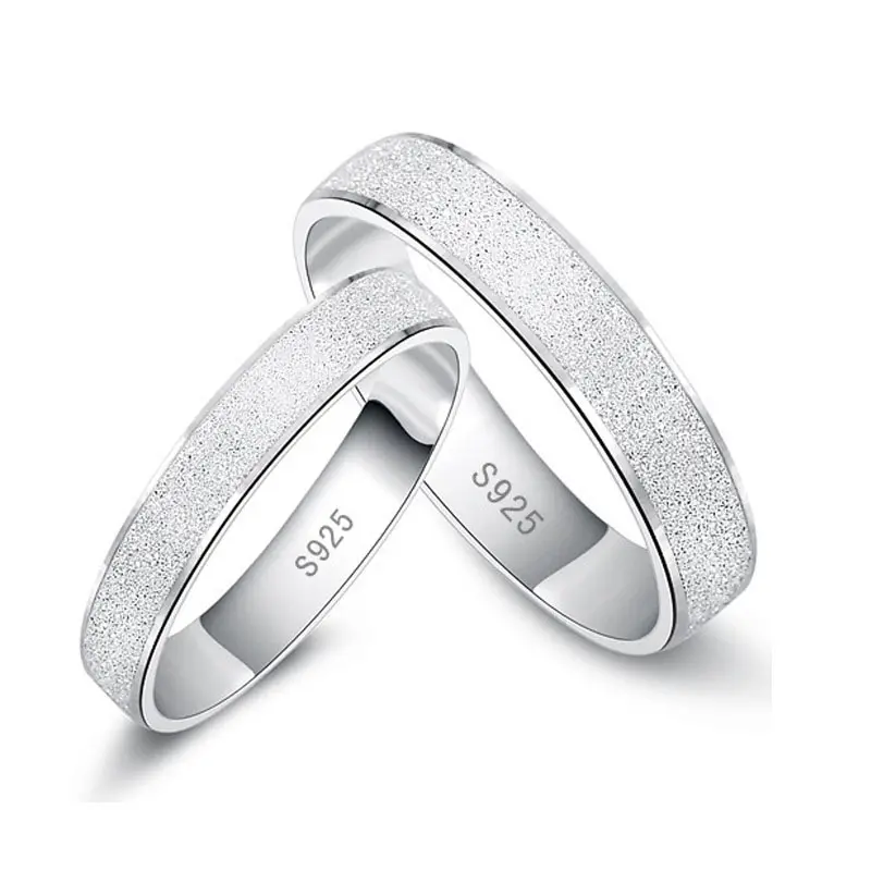 Anillo minimalista de Plata de Ley 925 b para parejas, joyería simple, anillos de boda