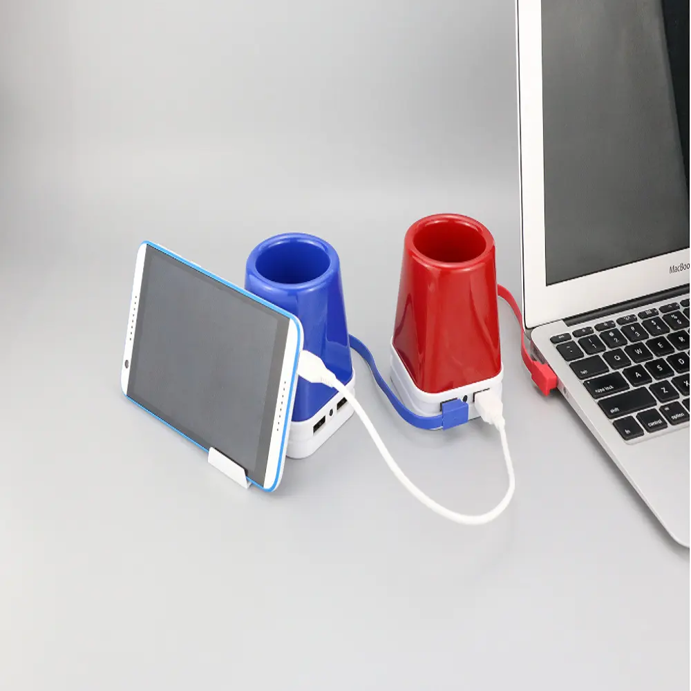 2019 hot sale 4 IN 1 multi-function LED Desk usb hub Lamp pen holder with colorful colors
