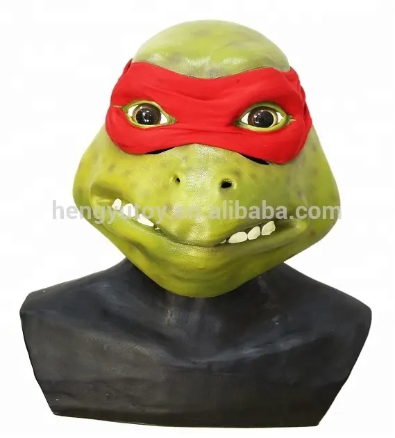 Disfraz de Halloween de alta calidad, mascarilla de látex con cabeza de tortuga Ninja