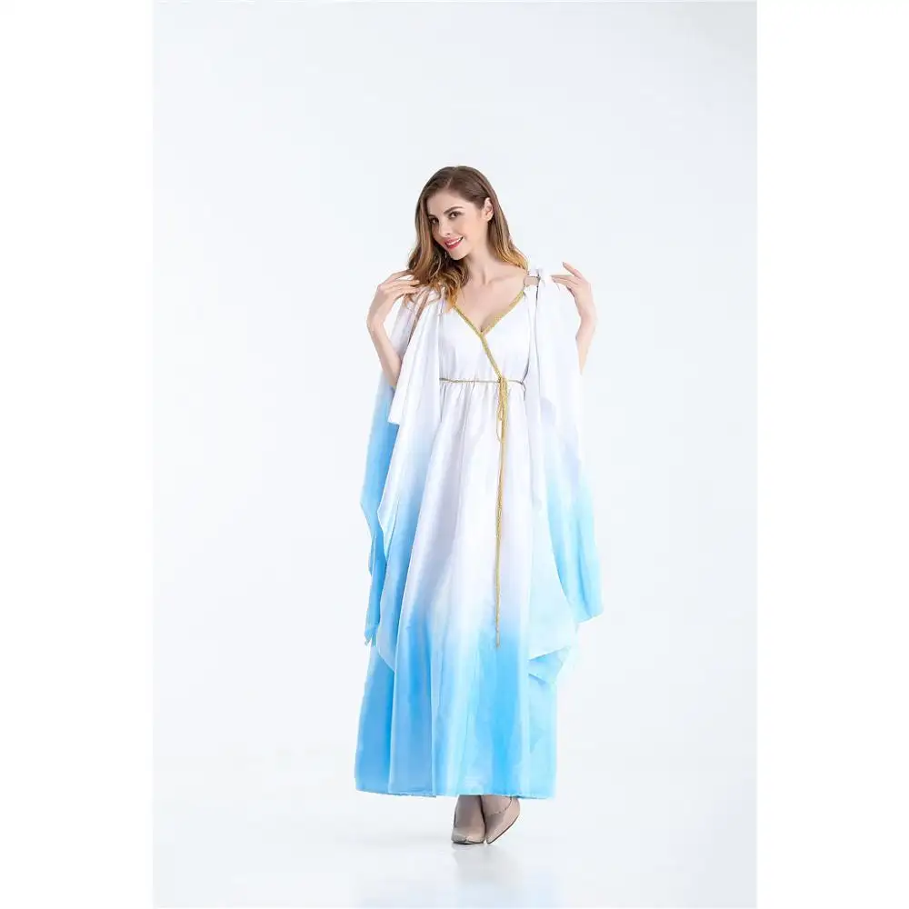 Nuovo costume di Halloween 2019 della dea greca vestito da fata blu acqua per spettacoli teatrali