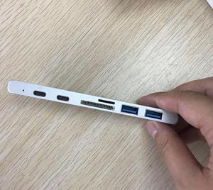 ฮับ USB Type C แบบคู่7ใน1พร้อม3.0 USB 2ตัวและอะแดปเตอร์3 HDTV 16นิ้วสำหรับ MacBook Pro Stock - Product Image 5