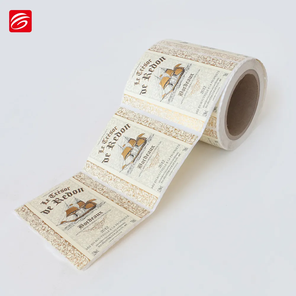 Custom Printed Self Adhesive Wine Label Printing Gold Foil Label Stickers