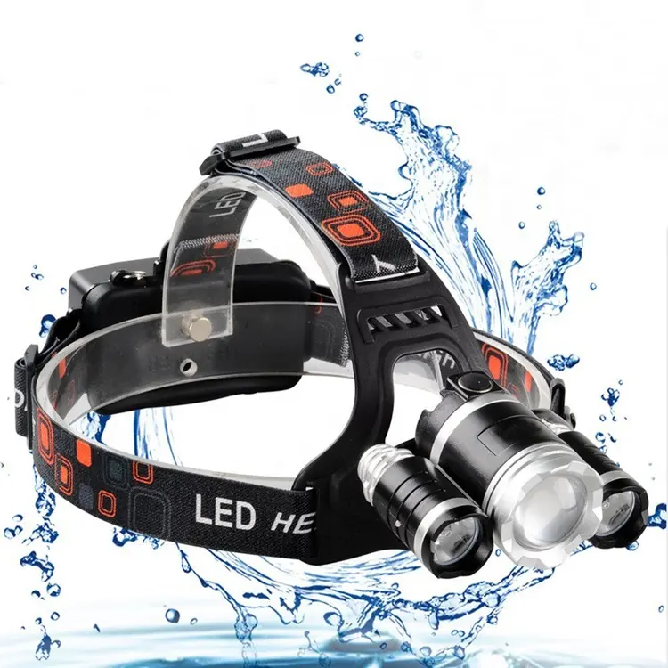 Wasserdichte T6 Stirn lampe Wiederauf ladbarer Schutzhelm Scheinwerfer Hell Lumen Camping Wandern Jagd Bergbau 3 LED Scheinwerfer