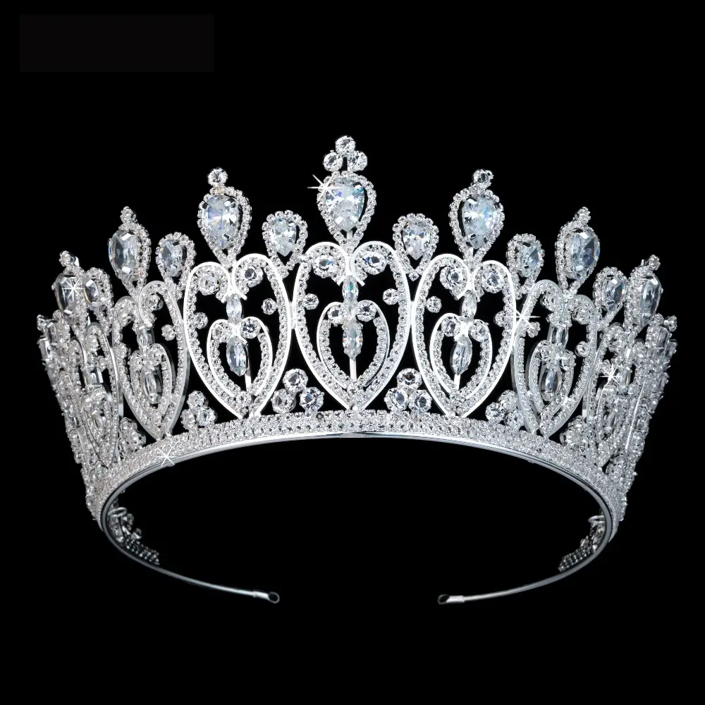 Luoechmontage — couronne en strass cristal clair, breloque en forme de cœur, idéal pour la reine, les tiare de la mariée, cadeau de bal, BC3676