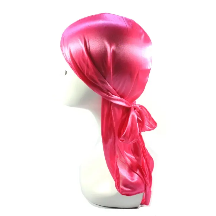 HZM-18034 uomo donna Durag copricapo a coda lunga berretto da pirata setoso cappello a berretto con Bandana chemio per la perdita di capelli lisci per 360 onde