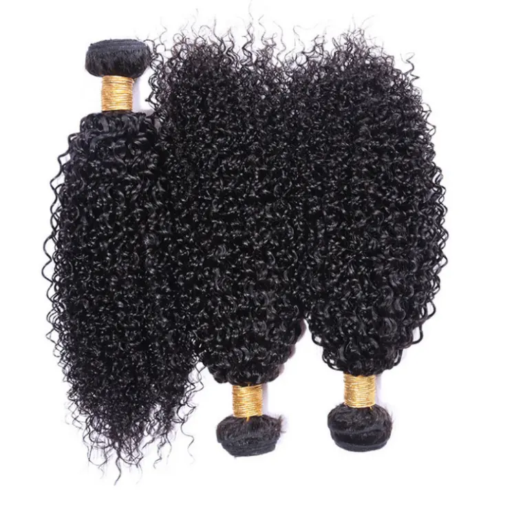 3 mechones de pelo rizado virgen brasileño, extensiones de trama de cabello de grado 7A, Color Natural mezclado Lentgh