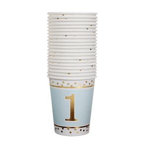 Wholesale New Hot Sell Disposable 250gsm Blue 9 <strong>oz</strong> Gold <strong>1</strong> Paper <strong>Cups</strong> - Product Image 2