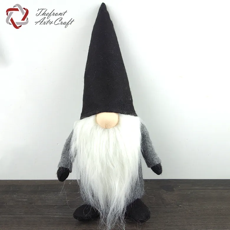 Fabricante de China de sombrero negro de peluche artesanía barba Navidad gnome tela