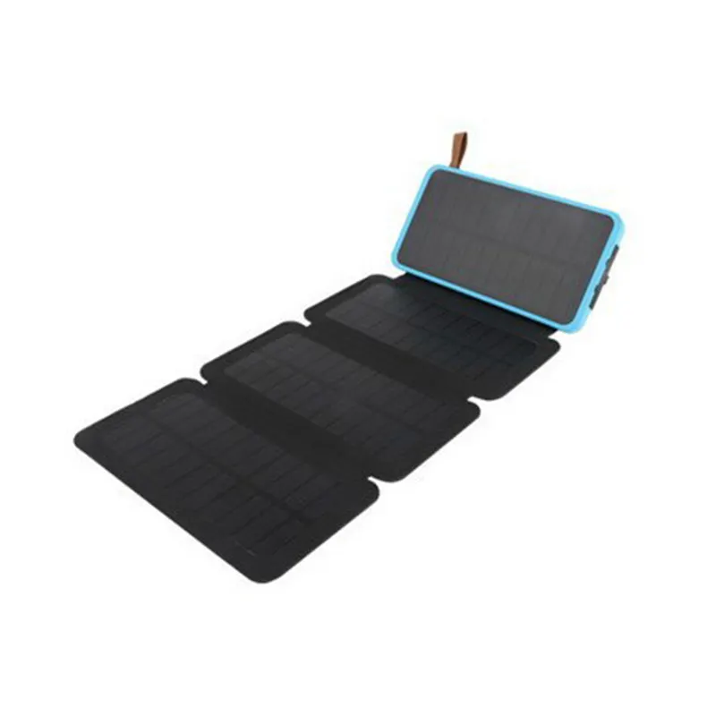 Accessoires de téléphone portable 4 sections Panneaux solaires pour charger la banque d'énergie solaire 10000mah Banques d'énergie solaire pliantes 20000mAh 30000