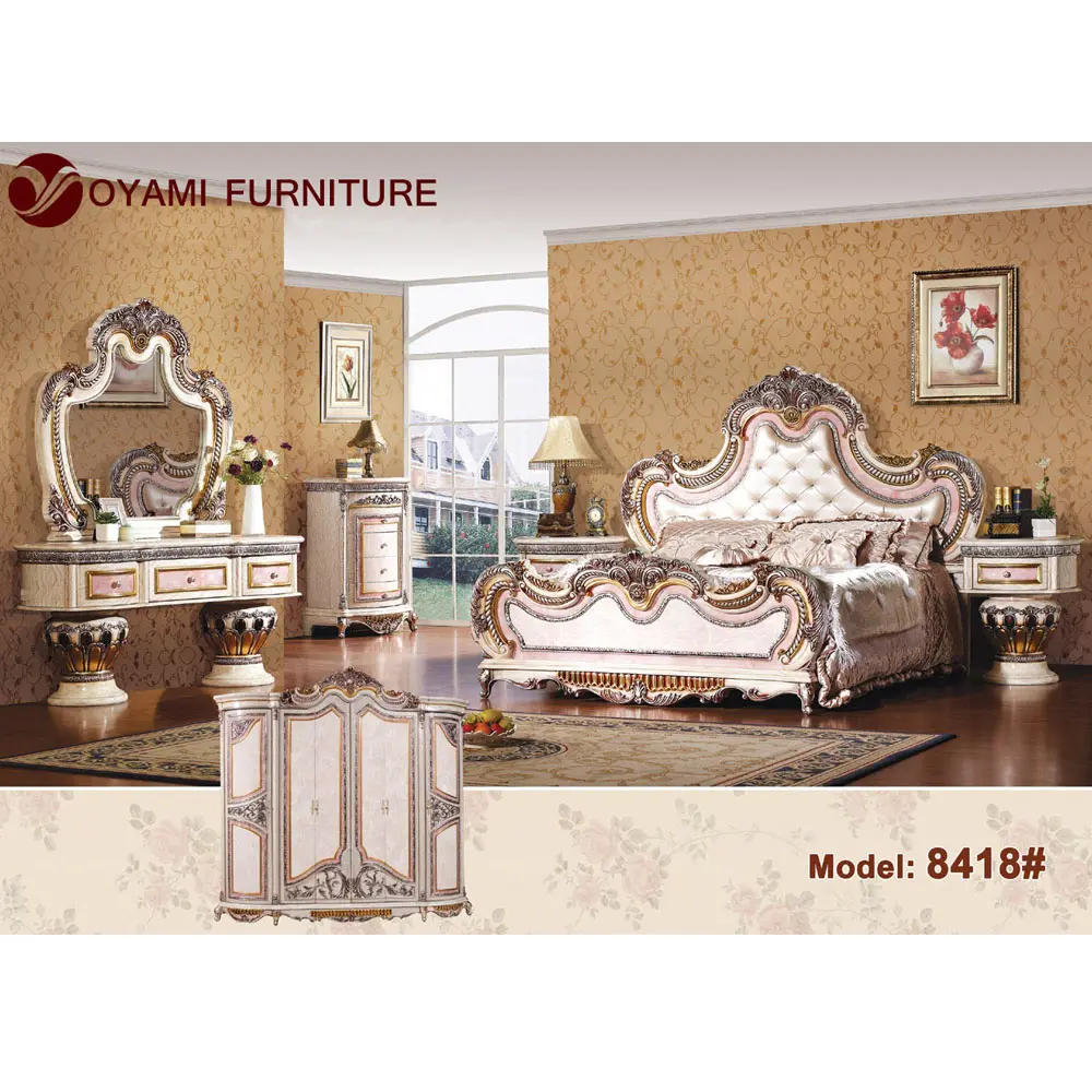 Классический дизайн, деревянная королевская мебель, наборы для спальни, итальянский комплект для спальни