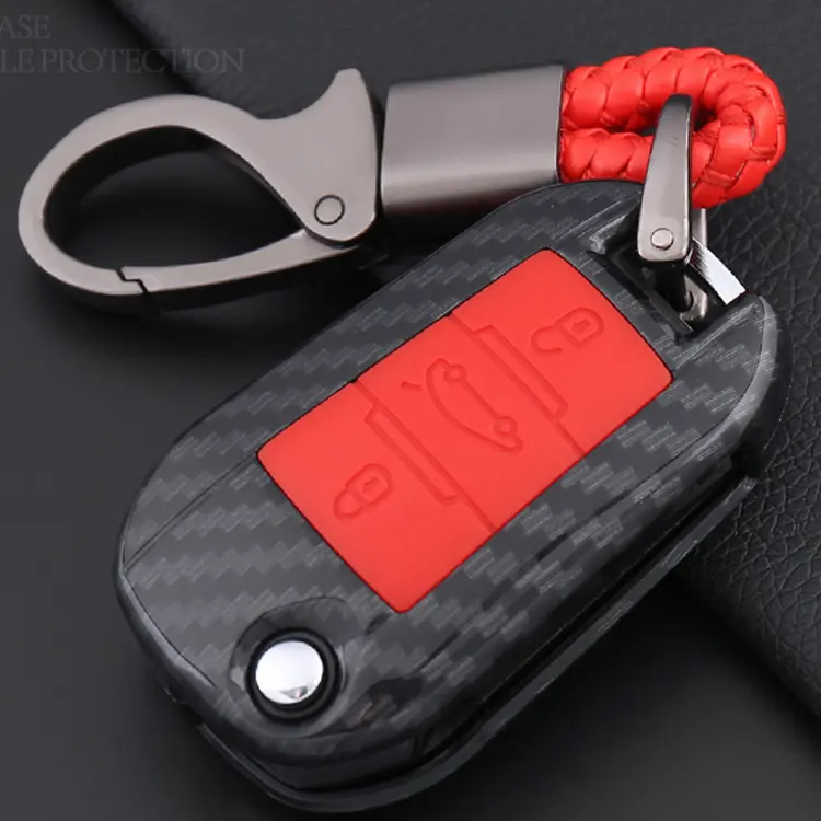 carbon fiber flip remote keyless protected key fob cover case shell for Peugeot 3008 208 308 RCZ 508 408 2008 407 307 4008
