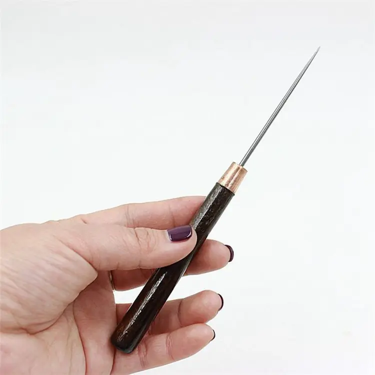 high quality steel needle wood handle awl diy tools sewing awl quick stitch awl