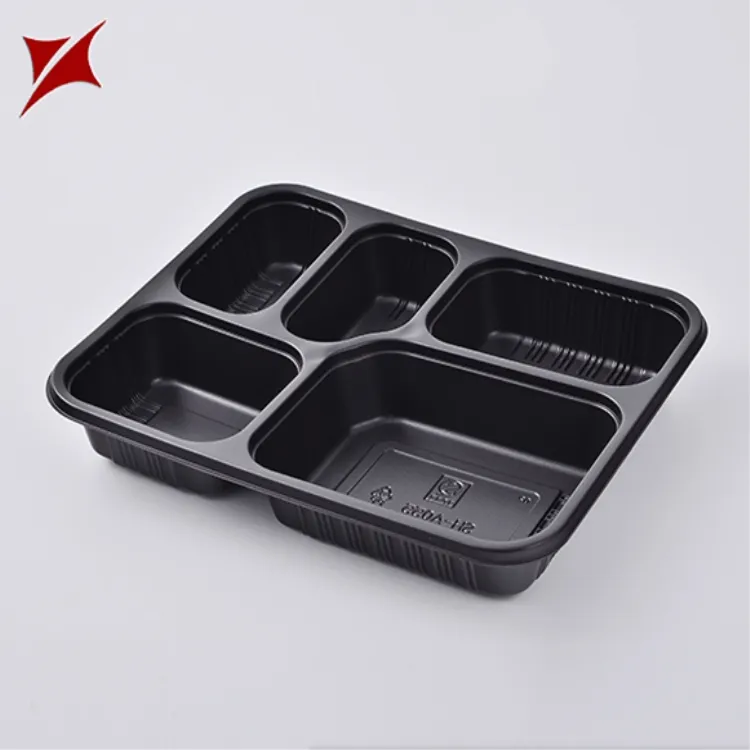 L'imballaggio monouso in plastica nera della bolla porta via le scatole per il pranzo del contenitore degli alimenti a rapida preparazione