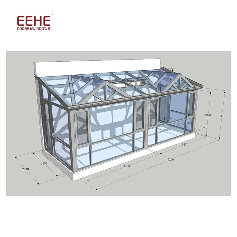 Casa de jardín de sala de Sol de vidrio prefabricado