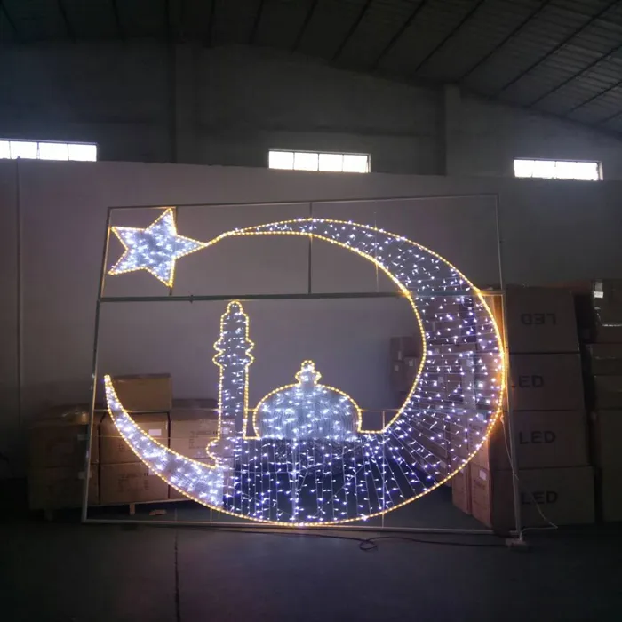 Eid mubarak decorações ramadã luz para decoração da rua do polo