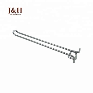 J & H Store fixture Peg board Zubehör Retail Display Gondel U-förmige Schlaufen haken mit fester Brücke Chrom Euro Peg Board Haken