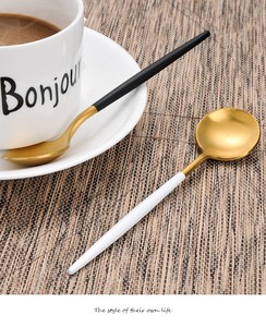 Portugal Design Ss Cutlery 4pcs Set with Chopstick 18/8 Stainless Steel <strong>Flatware</strong> PVD Coating <strong>Gold</strong> <strong>Color</strong> and Black Handle - Product Image 6