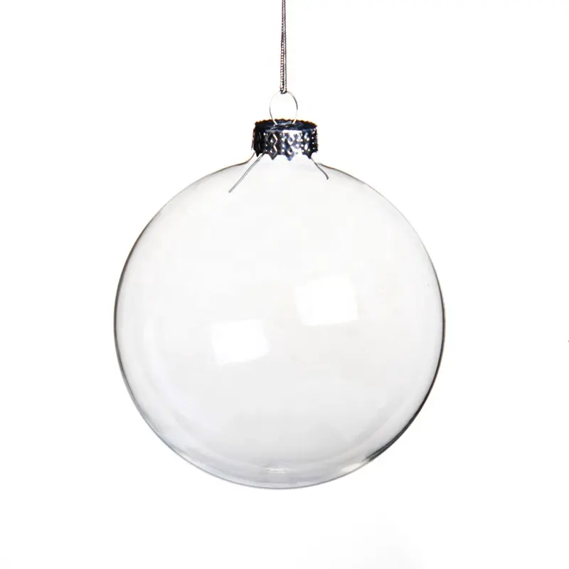 Bola enfeite de vidro natalino, enfeite de vidro transparente para decoração de árvore e bauble, venda no atacado, 100