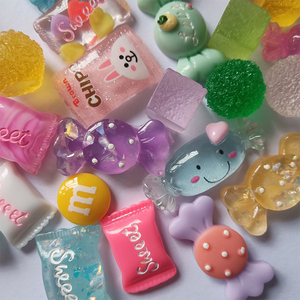 30 Pcs / Bag Mixed Design Candy Resin <strong>Cabochons</strong> for Slime or DIY Work