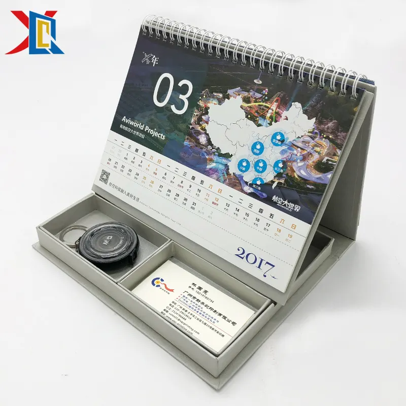 Custom Mensile Scrivania Carta Cartone Supporto Da Tavolo con il Calendario con Desktop Organizer