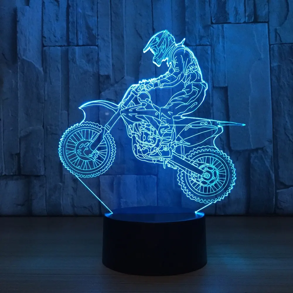 Usb 3d Cross-Country Motor Moulding Nachtlampje Led Touch Knop Motorfiets Tafellamp Slaapkamer Decor Slaap Verlichting Kid Geschenken