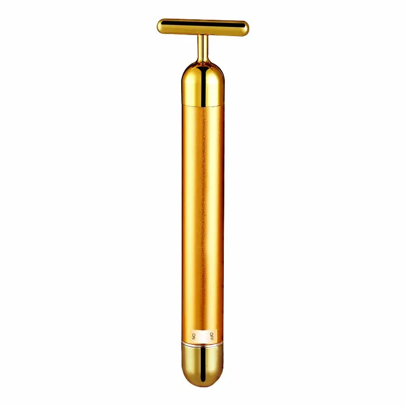 Cara Mini massageador portátil máquina anti rugas 24k ouro bar beleza ouro massagem elétrica vara