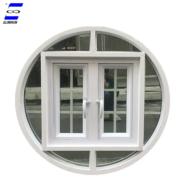 Ventanas de arco de aluminio fijo Marco de ventana redonda Centro oscilación abierto en forma de círculo