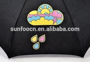 水印湿外观神奇变色雨3折雨伞