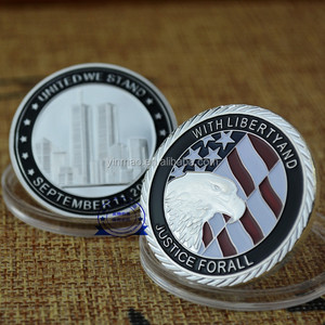 正义为所有9月<span class=keywords><strong>11</strong></span>日攻击911硬币银色定制911令牌装饰金属奖章3D硬币