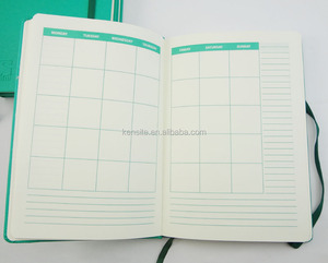 לוגו מובלט מותאם אישית ירוק סדר יום עור pu moleskins