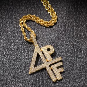 新品上市CZ 4PF字母吊坠Bling氧化锆数字男士吊坠 - Product Image 5