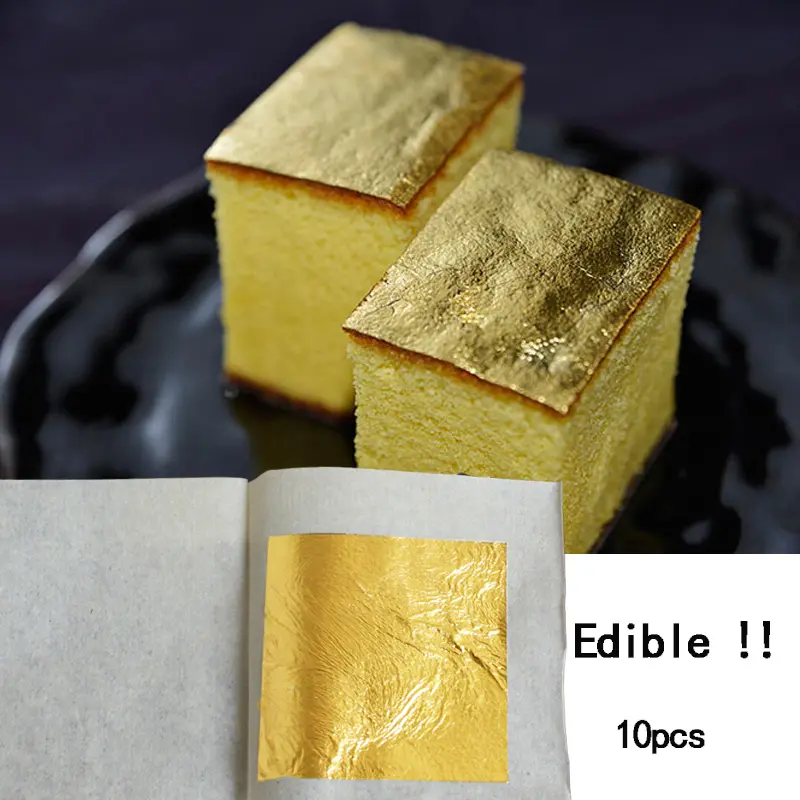 Folha de ouro real 24k, puro ouro genuíno comestível decoração de comida 99.99%