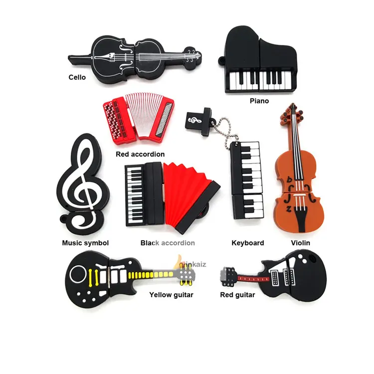 piano/guitar /volin music shaped PVC rubber musical instrument usb flash drive 16gb 8gb 4gb