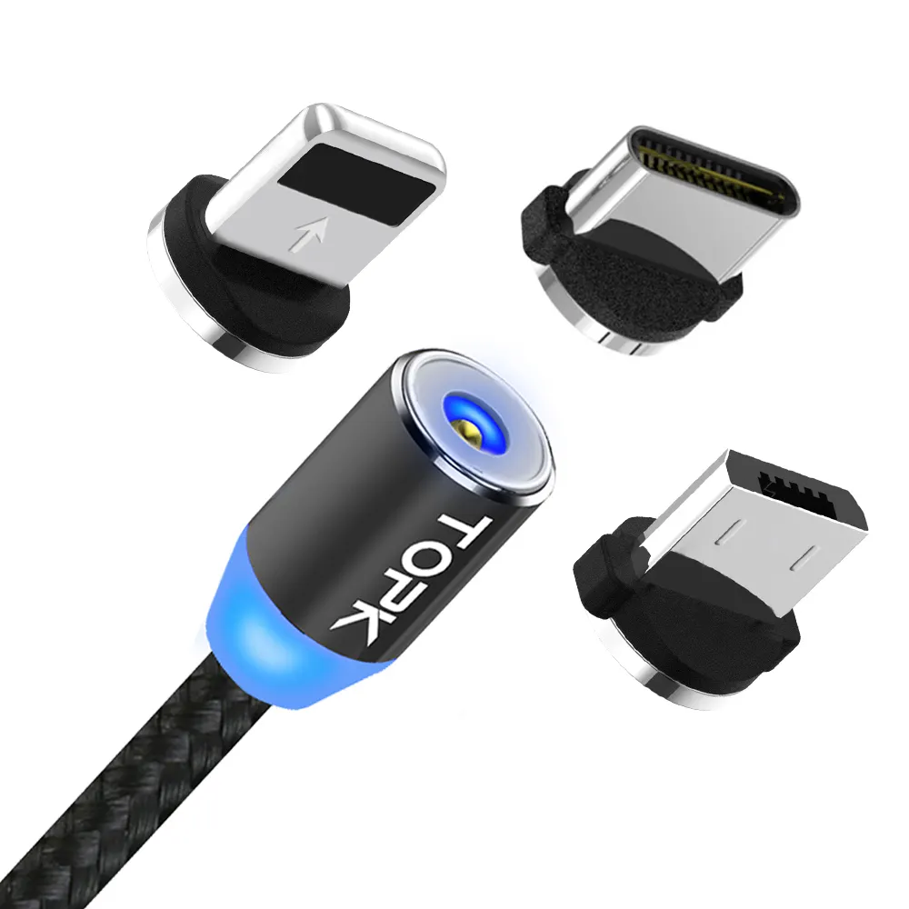 Gratis Verzending Topk AM23 1M Led Micro Usb Type C Magnetische Opladen Usb Kabel