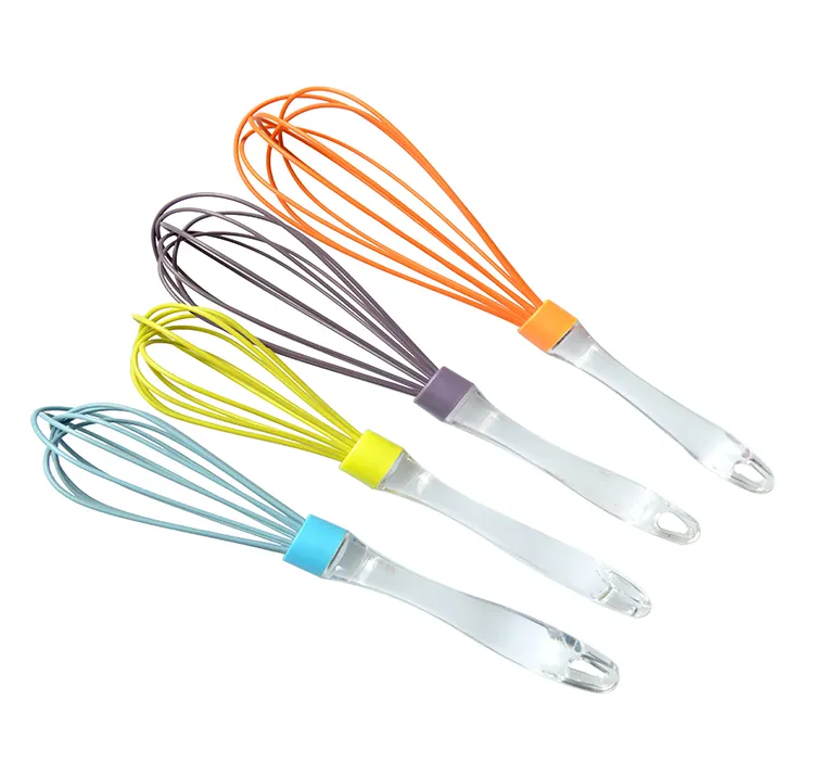 10 polegadas tamanho perfeito resistente ao calor antiaderente Silicone Egg Whisk Batedor de ovos Rotary Egg Batedor