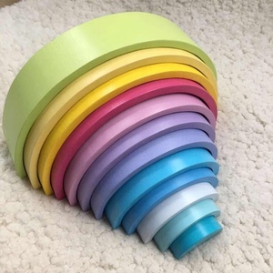 Big <strong>Rainbow</strong> Building Blocks Wooden Balls Plate Figures <strong>Rainbow</strong> Stacking Cheap Wooden Blocks for Toddlers - Product Image 3