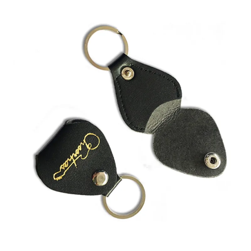 Đen Guitar Chọn Chủ Mặt Dây Chuyền Keychain Guitar Chọn Trường Hợp