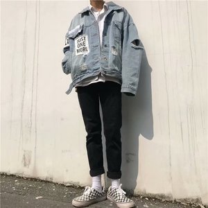 OEM 高品质品牌标志低价酸洗定制牛仔夹克工厂批发男士牛仔裤夹克