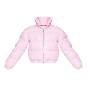 热卖高品质高光粉色河豚高领女式冬季休闲外套 - Product Image 5