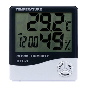Termohigrómetro digital con función de reloj, medidor de sensor de temperatura doméstico para medición de humedad