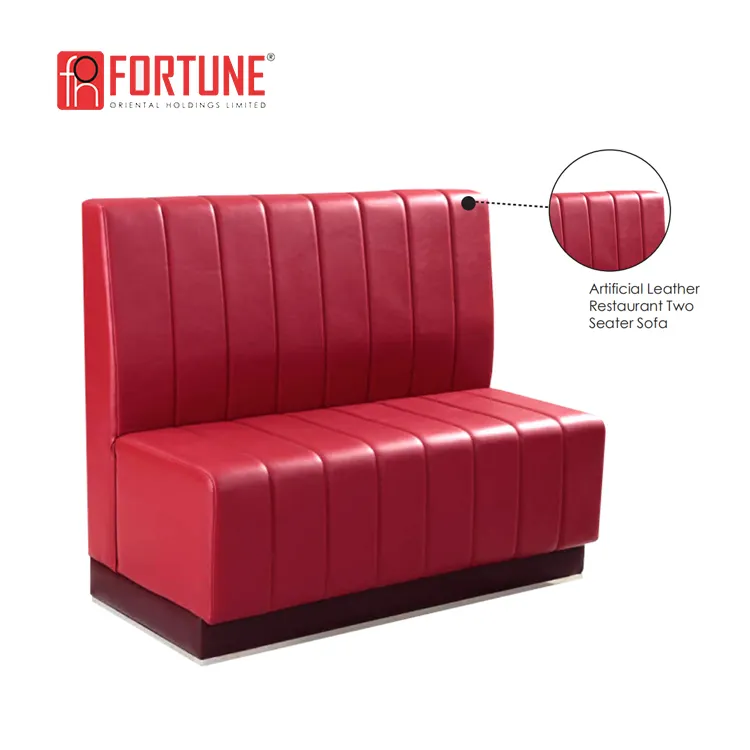Cabina de sofá de restaurante de un solo lado de 2 asientos con color opcional